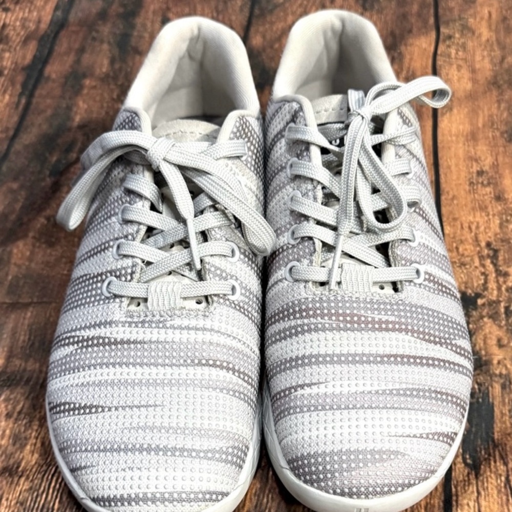NOBULL Matrix Burst Trainers, Gray/White Stripes. Women’s 10.5. Men’s Size 9